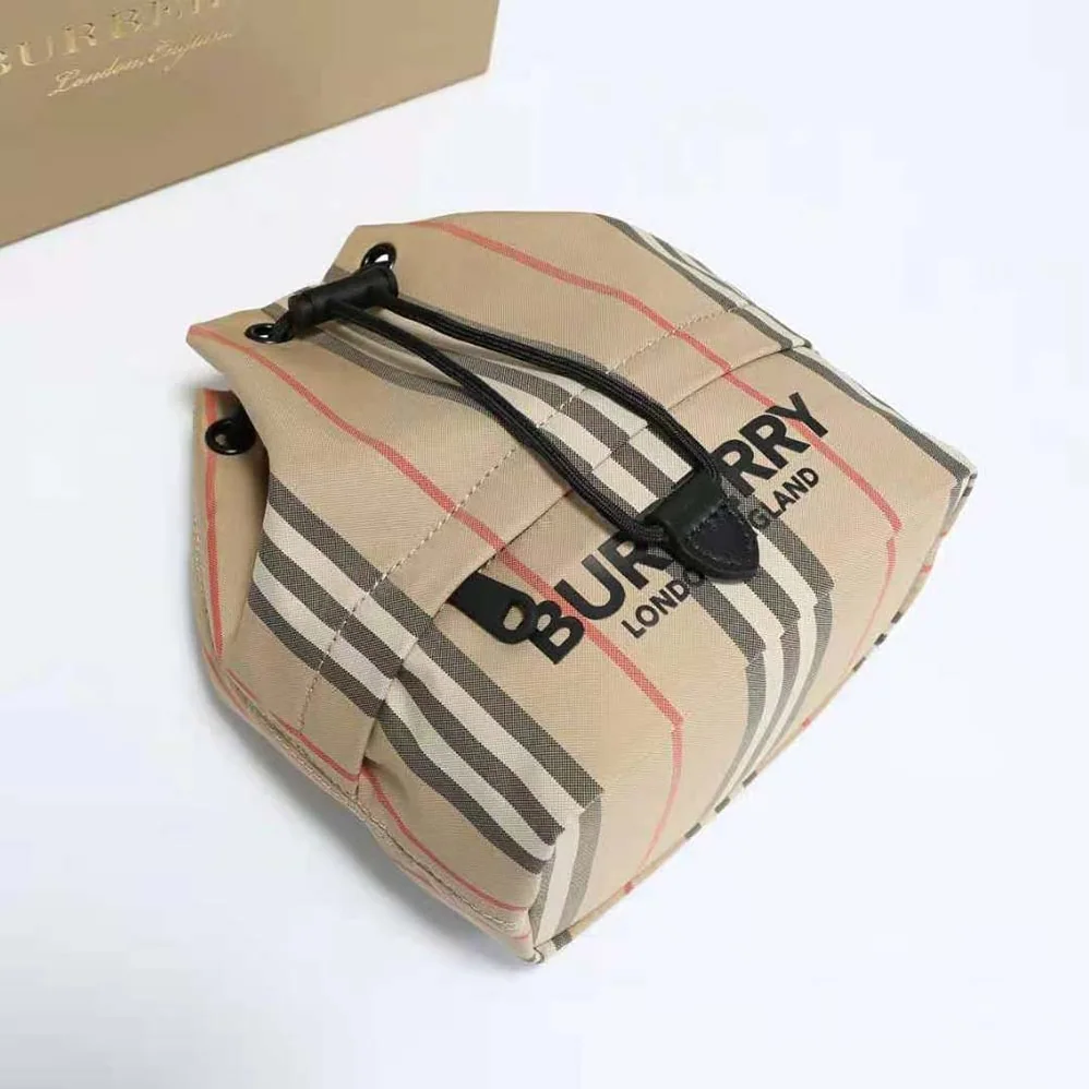 Burberry Icon Stripe ECONYL Drawcord Pouch for Women Burberry Icon Stripe ECONYL Drawcord Pouch for Women