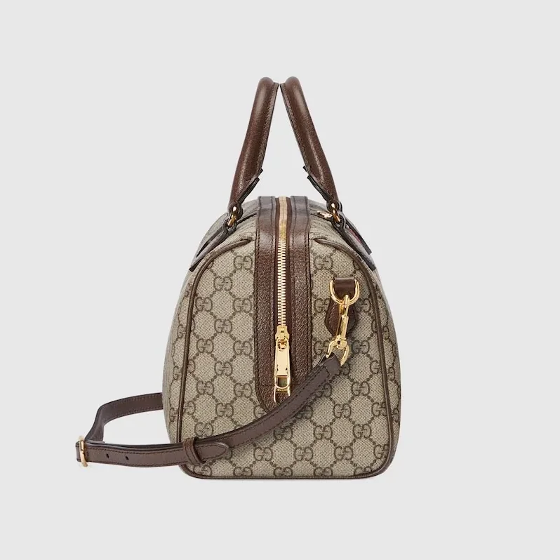 Gucci Ophidia GG Boston Medium Top Handle Bag in Beige Gold Hardware Gucci Ophidia GG Boston Medium Top Handle Bag in Beige Gold Hardware