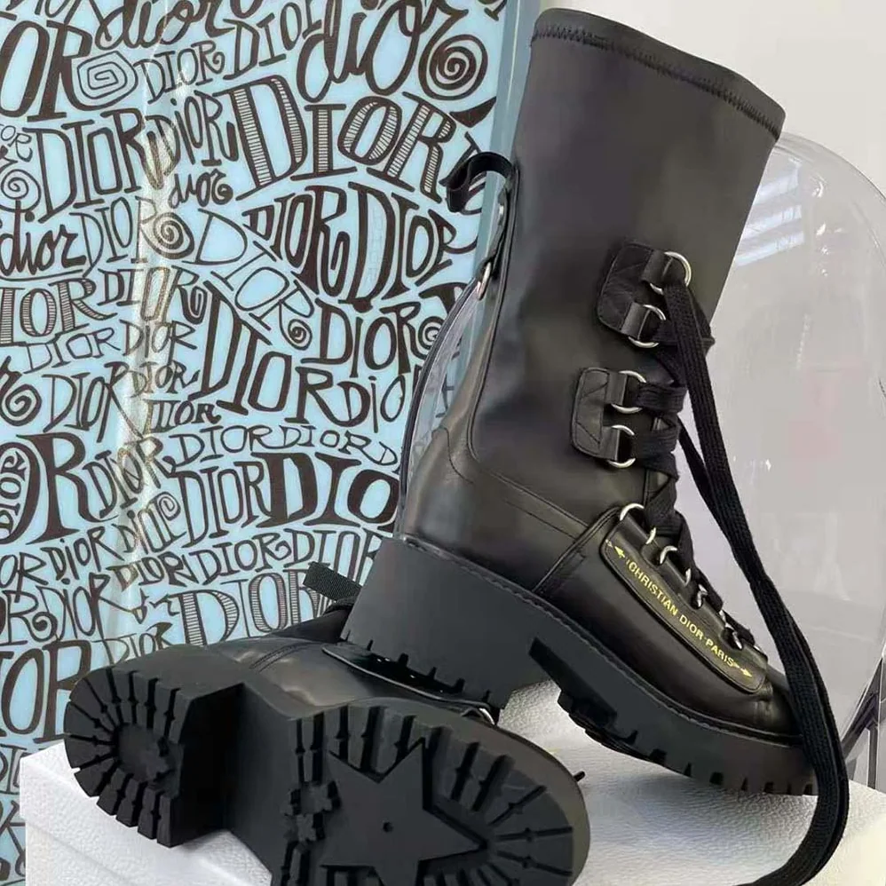 Dior D-Fight Ankle Boot Black Lambskin for Women