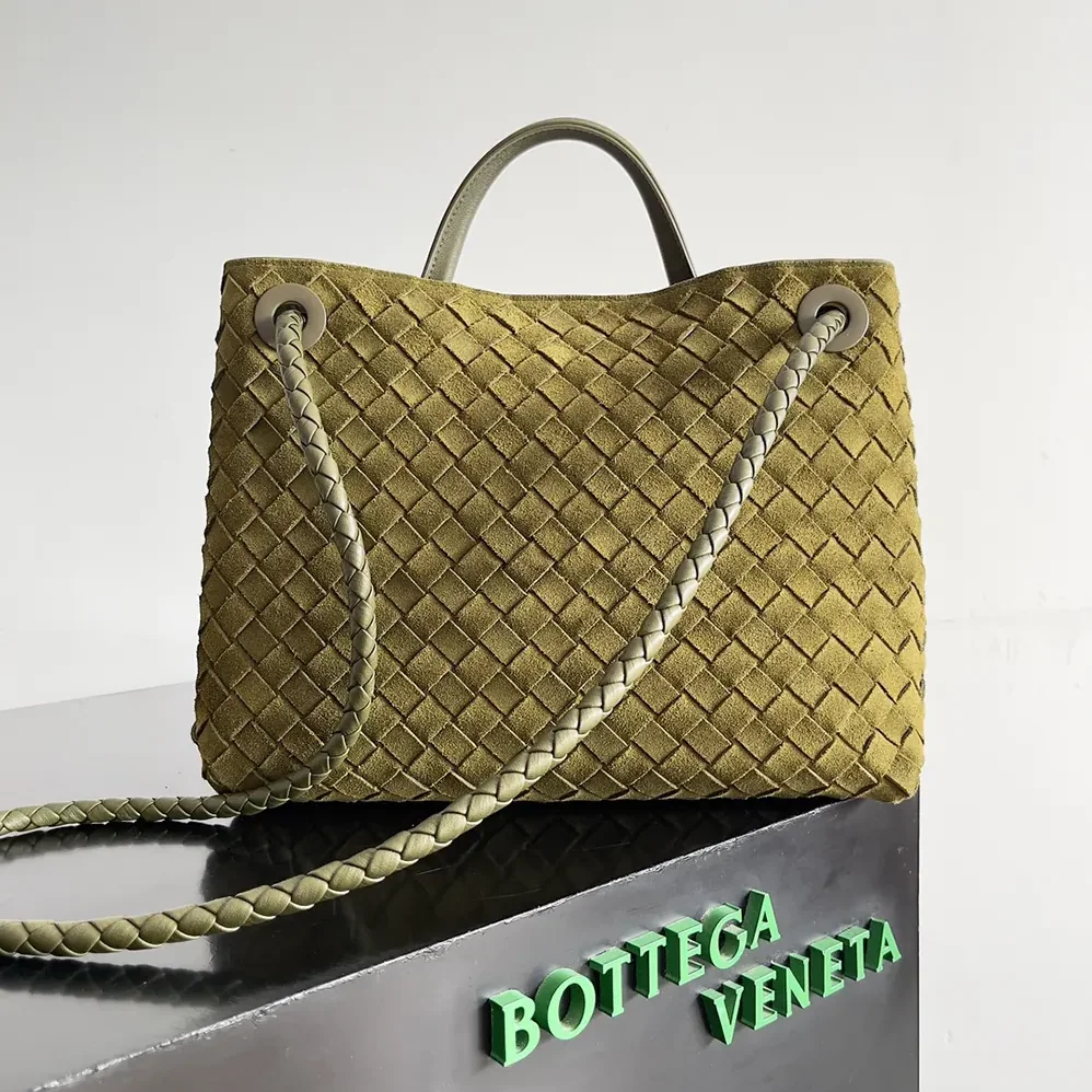Bottega Veneta Small Andiamo Top Handle Bag in Supple Intrecciato Suede for Women Bottega Veneta Small Andiamo Top Handle Bag in Supple Intrecciato Suede for Women