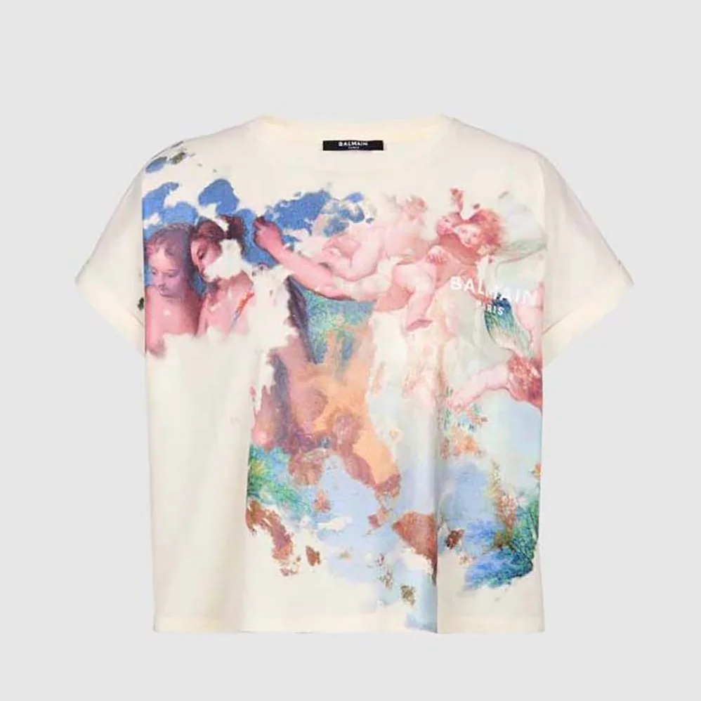 Balmain Cropped Pastel Print T for Women in shirt