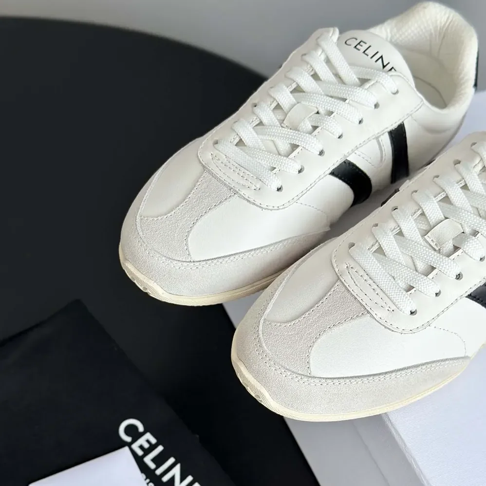 Celine Jogger Low Lace up Sneaker in Calfskin for Unisex in White