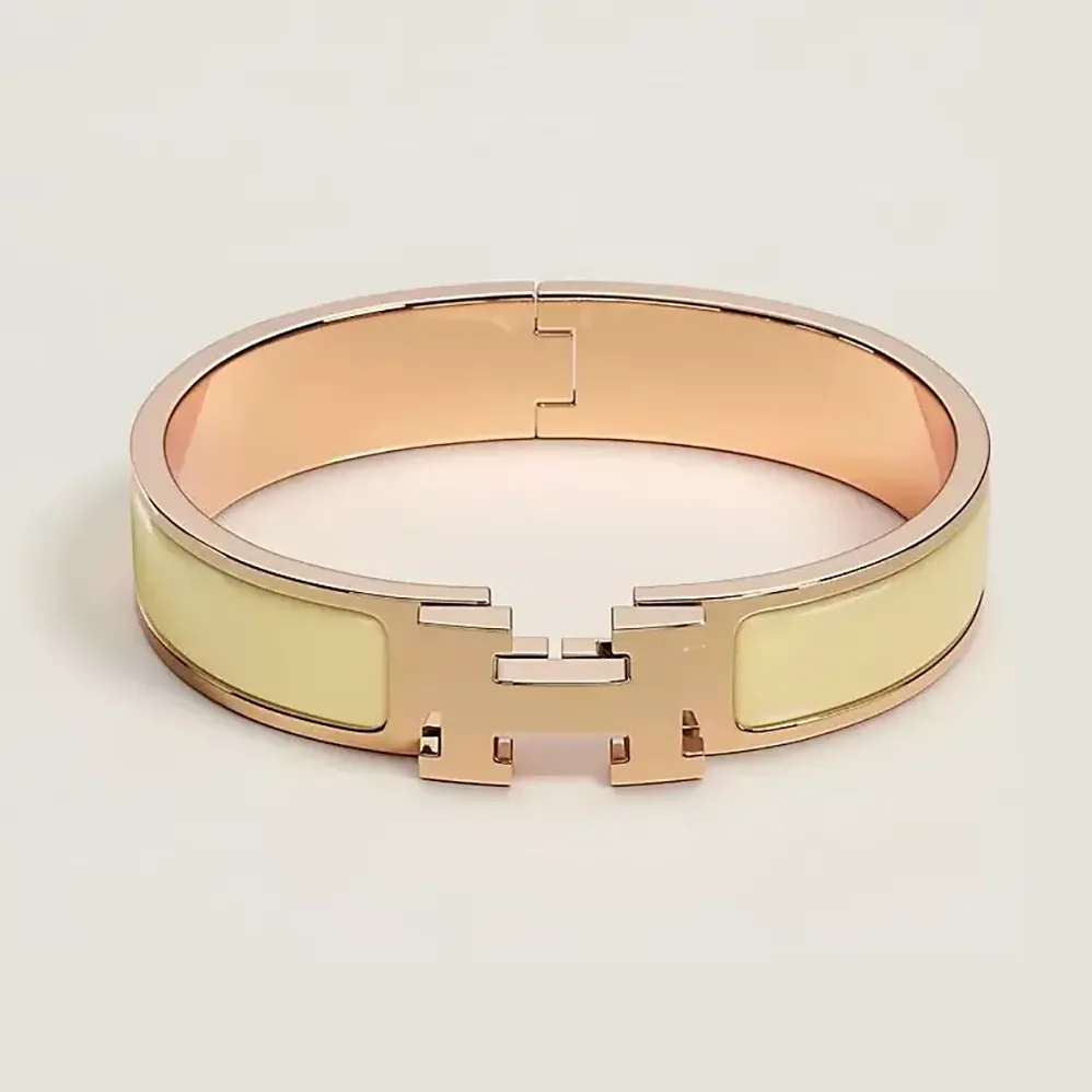 Hermes Clic H Bracelet for Unisex in Yellow