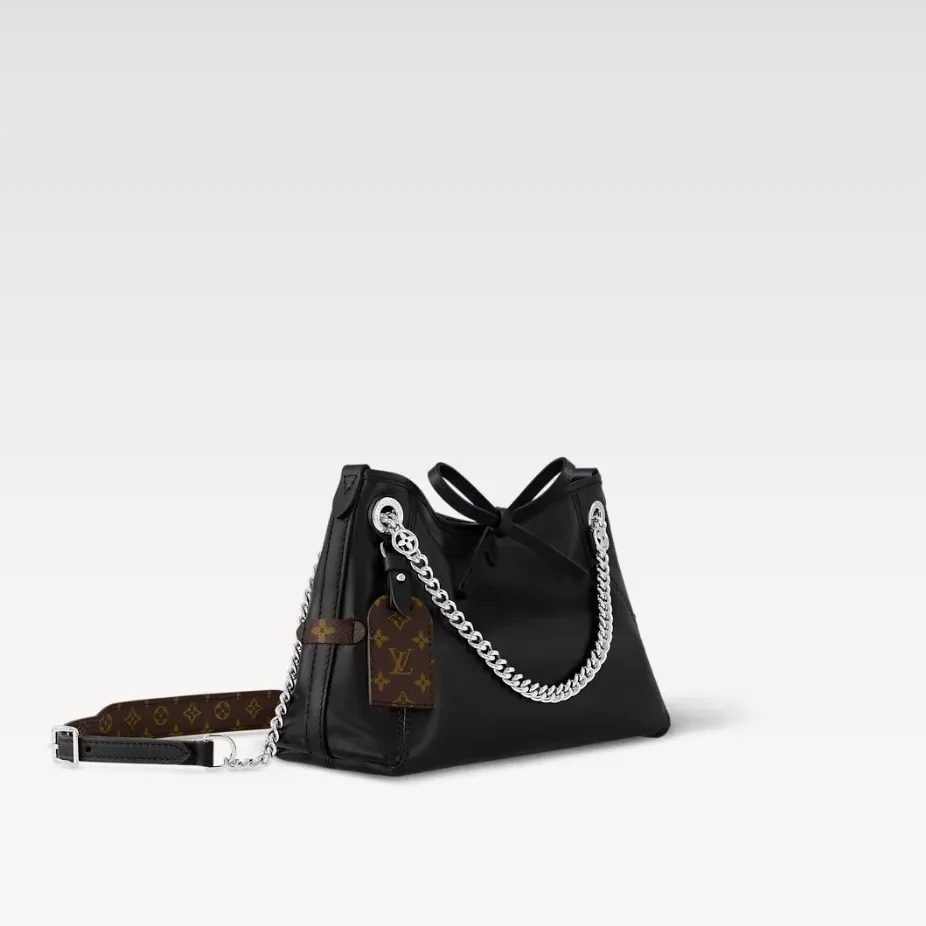 Louis Vuitton CarryAll Vibe BB Shoulder Bag in Black Silver Hardware