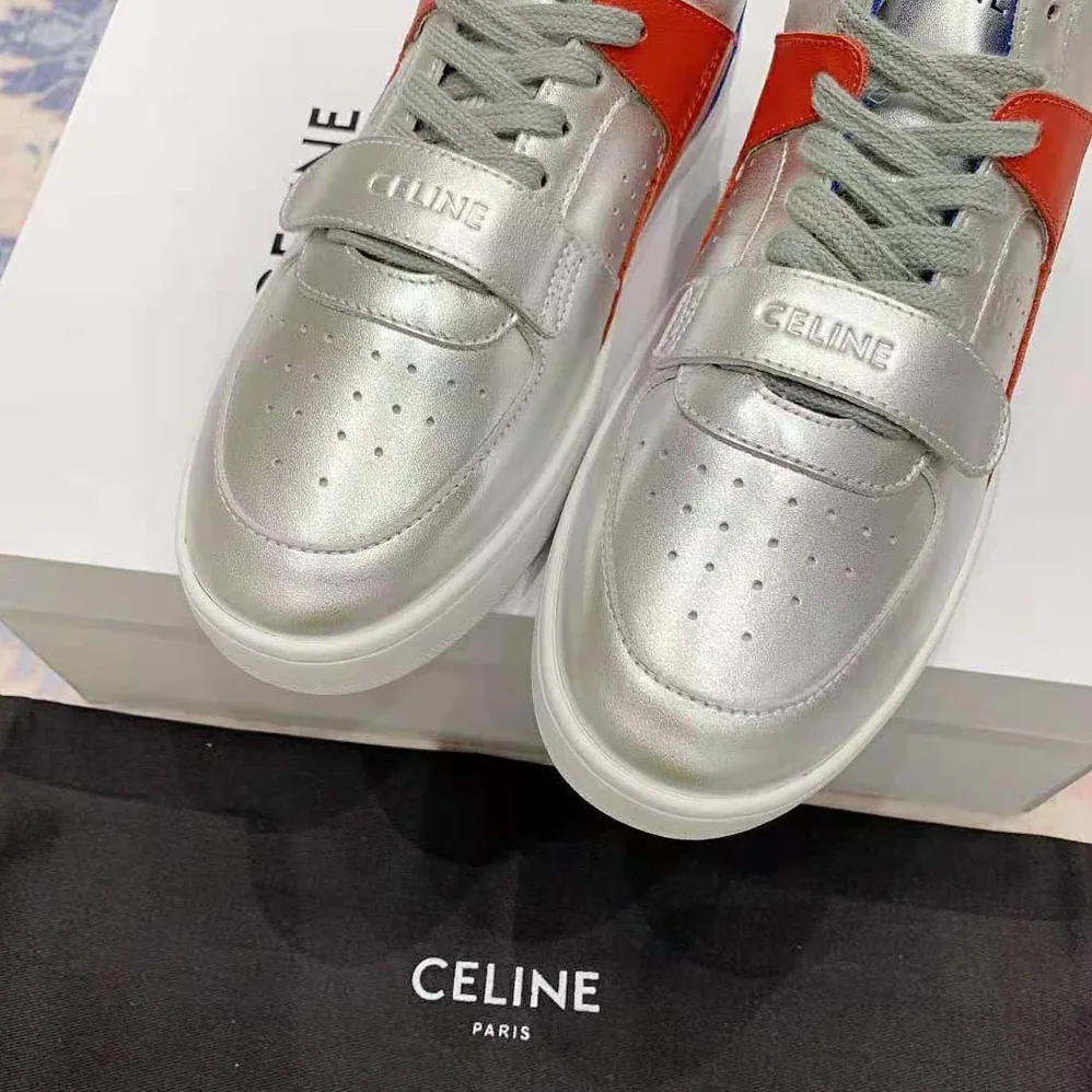 Celine CT-02 Mid Sneaker with Scratch in Metallic Calfskin and Calfskin for Men Celine CT-02 Mid Sneaker with Scratch in Metallic Calfskin and Calfskin for Men