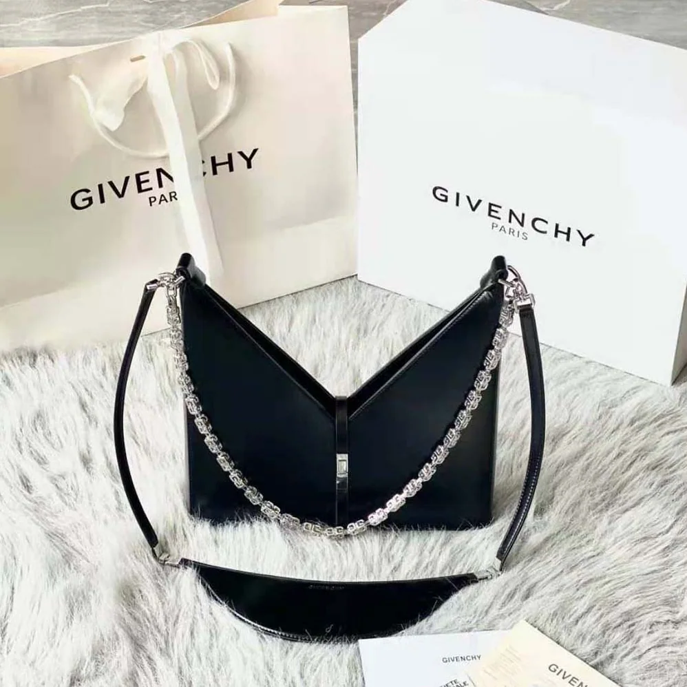 Givenchy Small Cut Out Bag in Box Leather with Chain for Women in Black