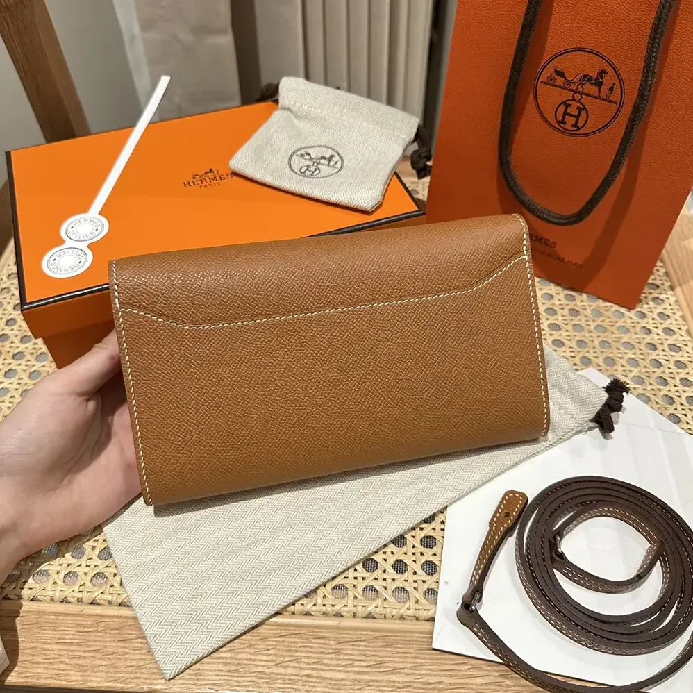 Hermes Constance Long To Go in Epsom Leather for Women in Brown/Silver