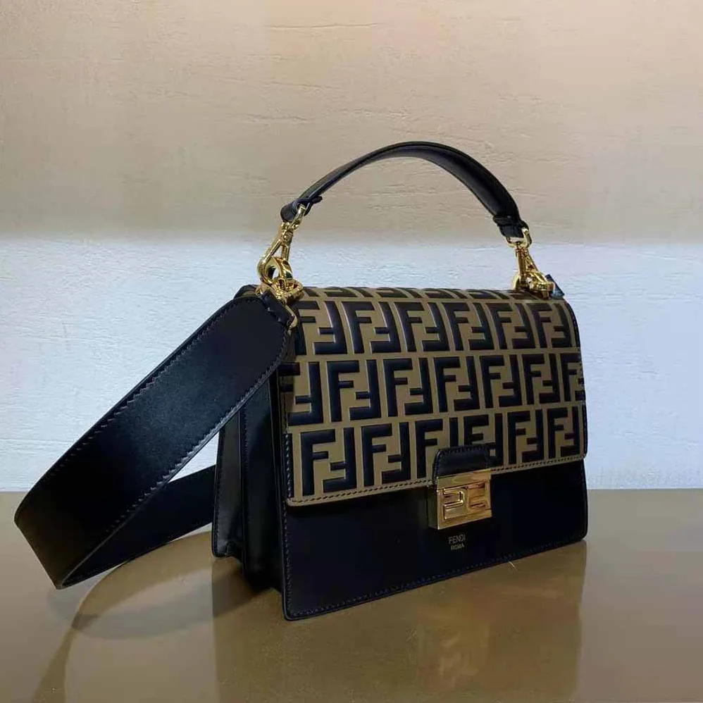 Fendi Kan U Black Leather Bag for Women
