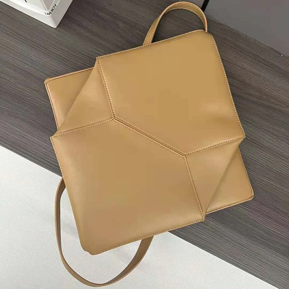 Loewe Puzzle Fold Tote in Shiny Calfskin for Unisex in Brown