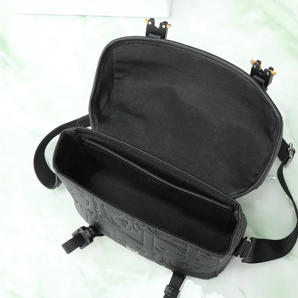 Dior Hit the Road Messenger Bag with Flap Black Dior Gravity Leather for Men