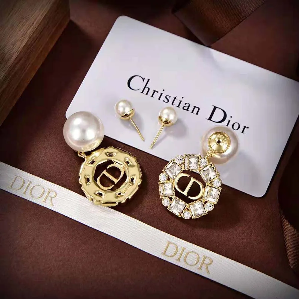Dior Tribales Earrings Gold-Finish Metal and White Resin Pearls for Women