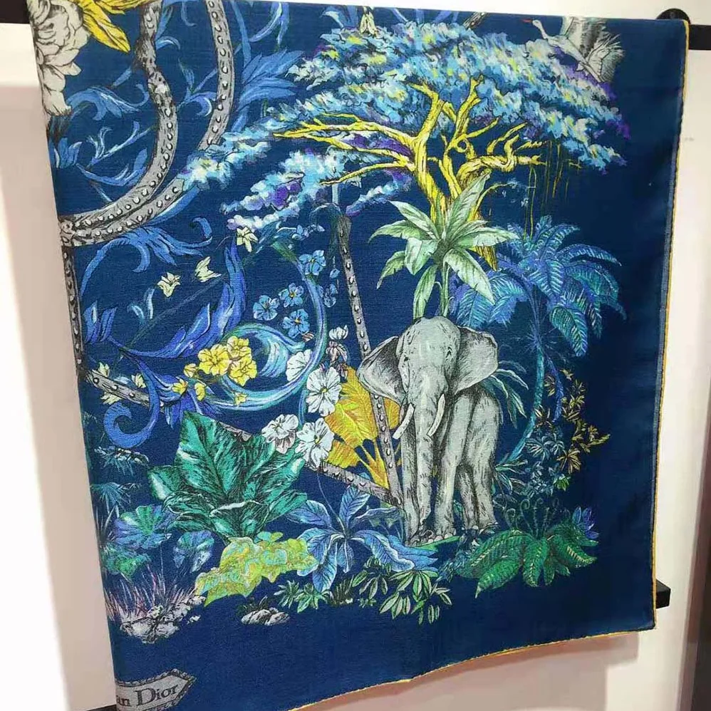 Dior Etoile De Voyage 90 Square Scarf Deep Blue Multicolor Silk Twill for Women