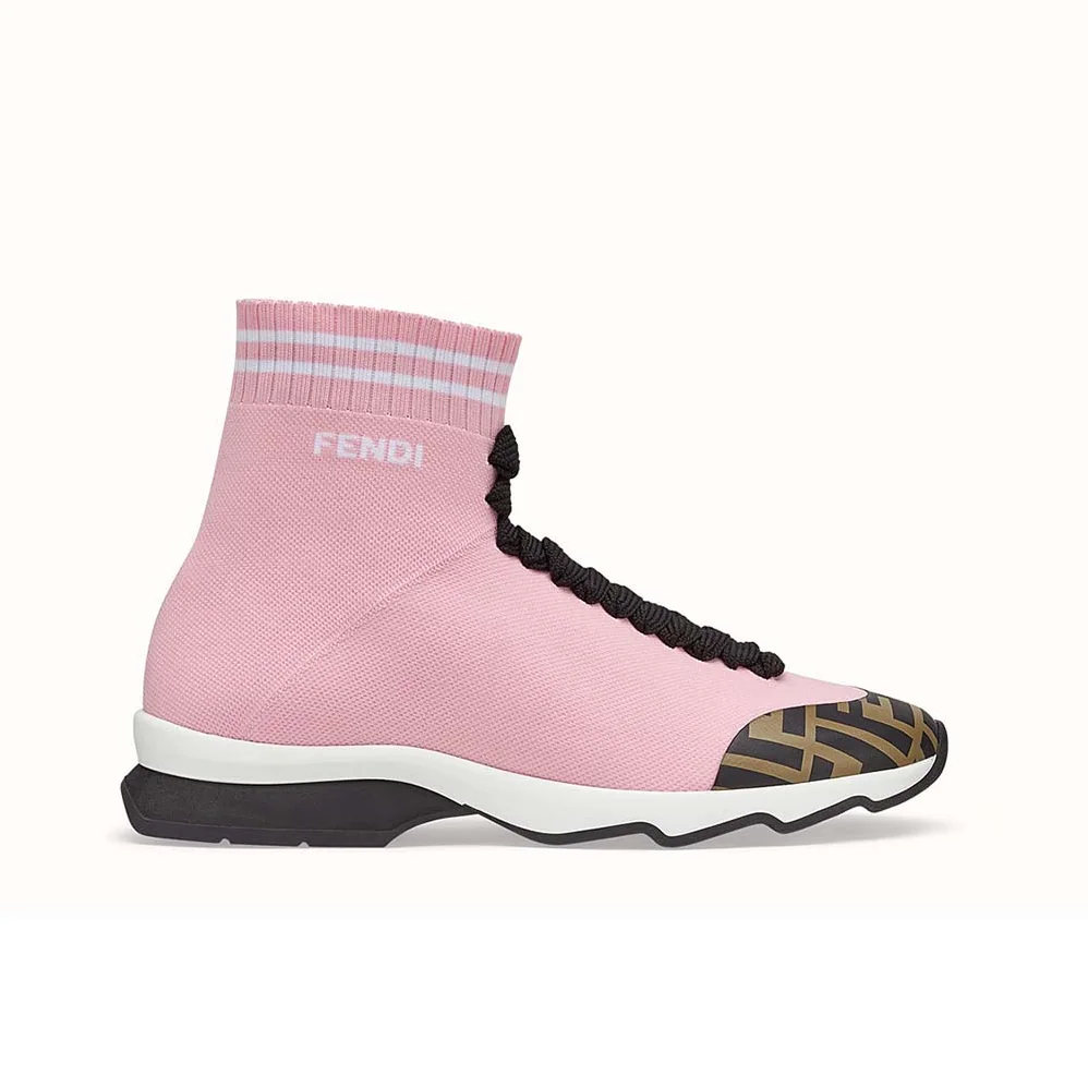 Fendi Shoes Pale Fabric Sneaker Boots for Women in Pink Fendi Shoes Pale Fabric Sneaker Boots for Women in Pink