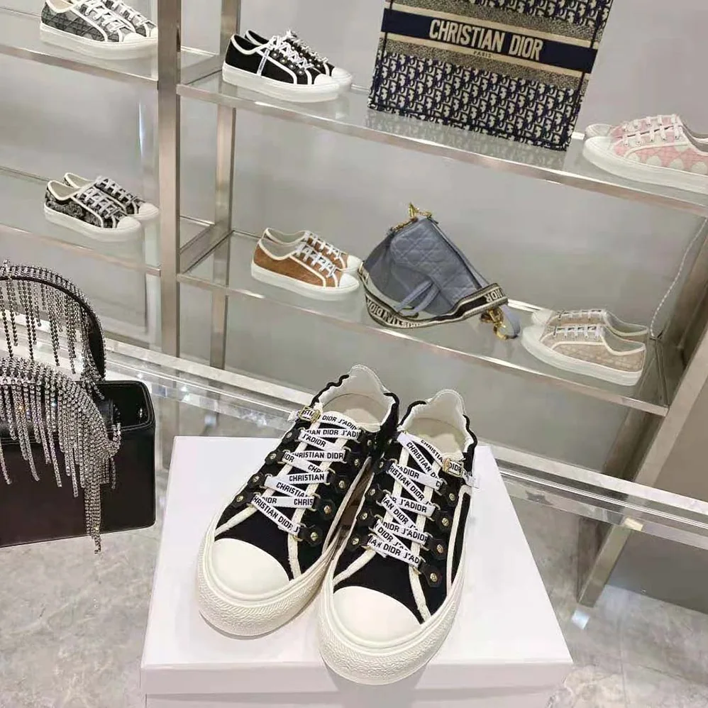 Dior Walk N Dior Sneaker Black Canvas and White Suede Calfskin for Women Dior Walk N Dior Sneaker Black Canvas and White Suede Calfskin for Women