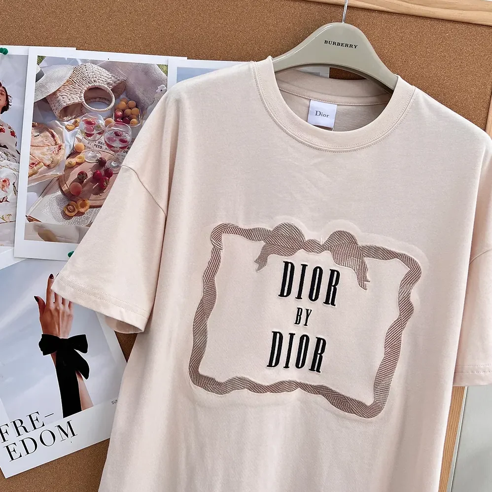 Dior Oversized Embroidered Book Cover T for Women in Shirt Pink Cotton Jersey