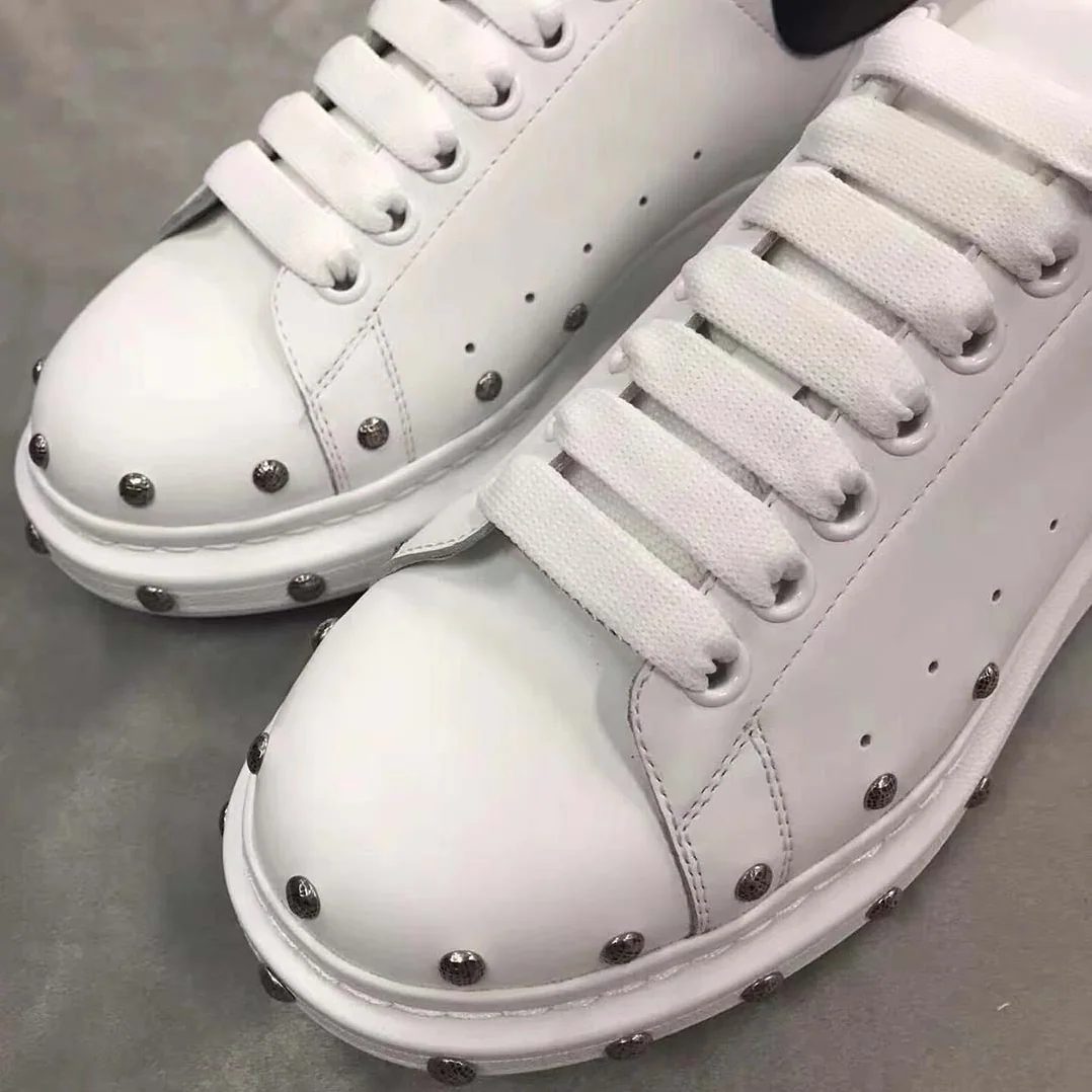 Alexander Mcqueen Oversized Sneaker with Silver Hammered Studs Shoes White for Men Alexander Mcqueen Oversized Sneaker with Silver Hammered Studs Shoes White for Men