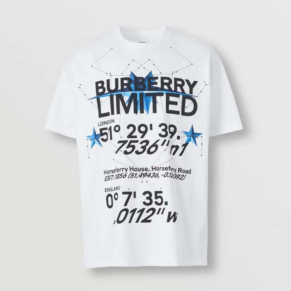 Burberry Constellations Print Oversized T-shirt for Women in White