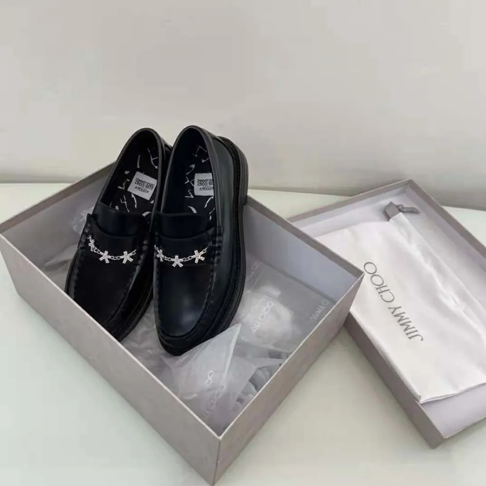 Jimmy Choo Jc Eric Haze Ezra M Black Box Calf Loafers with Eric Haze Star Chain for Men Jimmy Choo Jc Eric Haze Ezra M Black Box Calf Loafers with Eric Haze Star Chain for Men