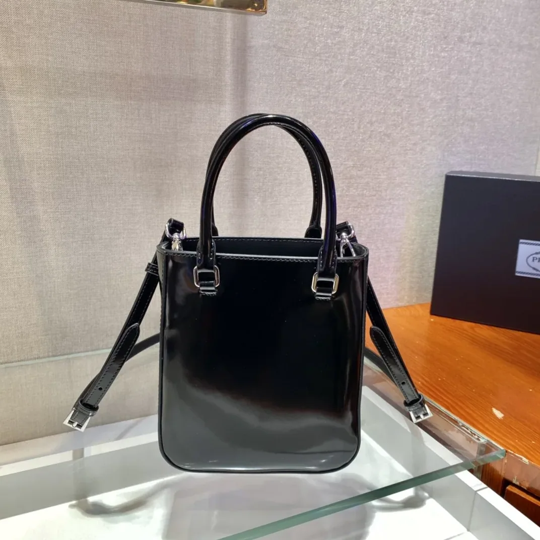 Prada Small Brushed Tote Black Prada Small Brushed Tote Black