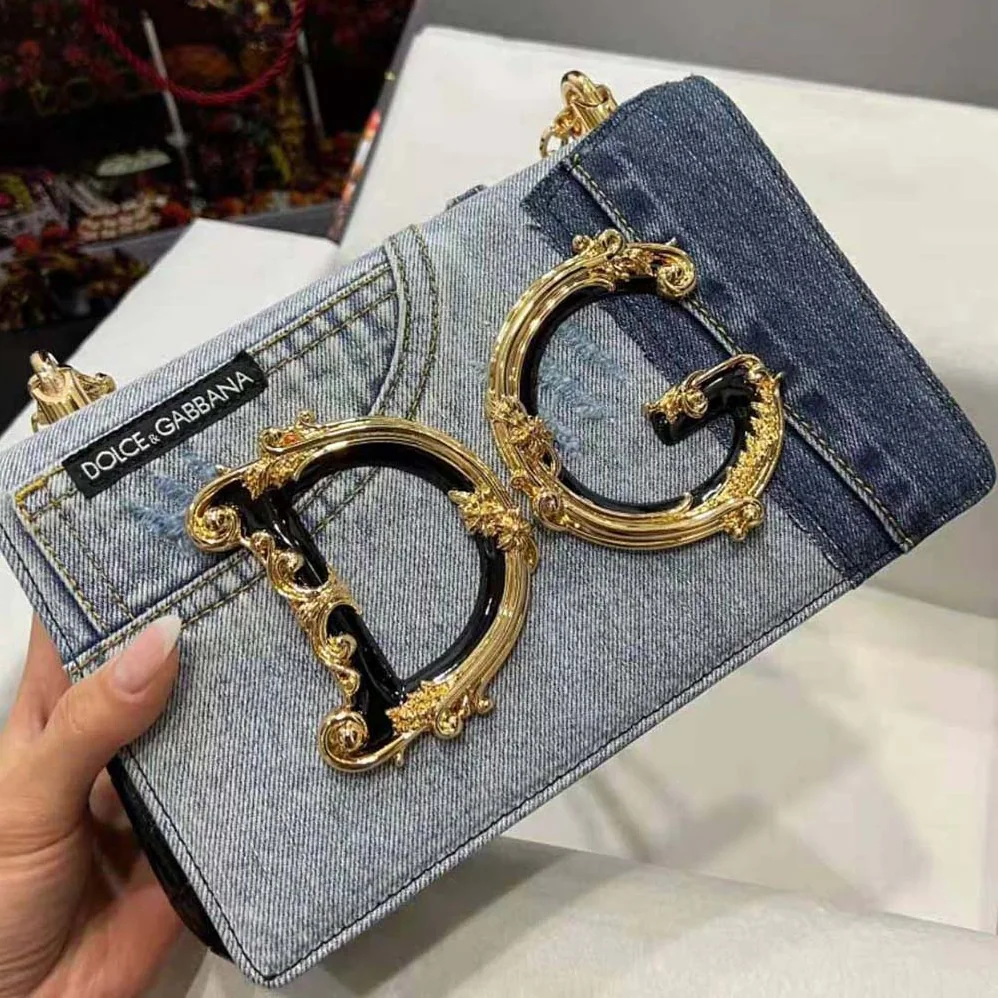 Dolce Gabbana D&G DG Girls Bag in Patchwork Denim and Plain Calfskin for Women Dolce Gabbana D&G DG Girls Bag in Patchwork Denim and Plain Calfskin for Women