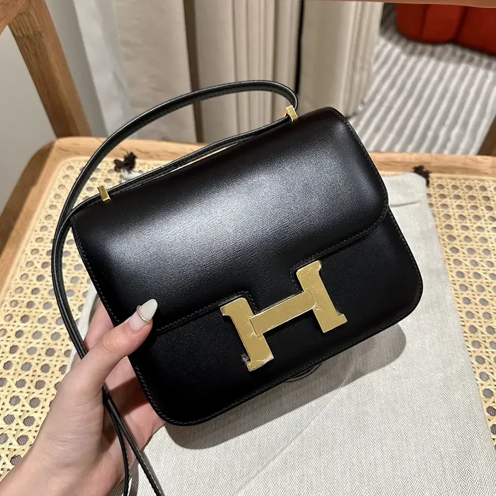Hermes Constance 18 Bag Box Calf Leather for Women in Black