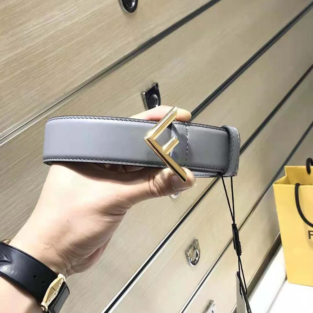Fendi Gray Leather Belt for Women