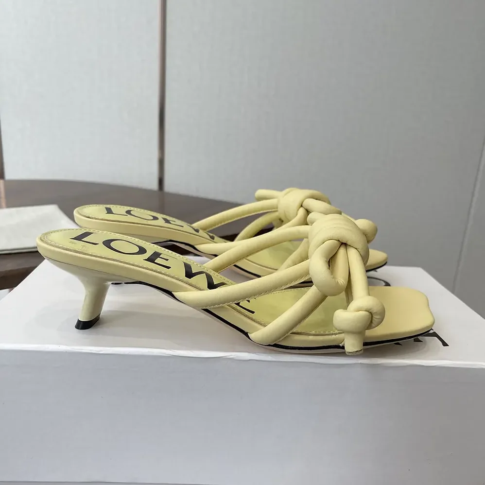 Loewe Flamenco Knot Sandal in Lambskin for Women in Yellow Loewe Flamenco Knot Sandal in Lambskin for Women in Yellow