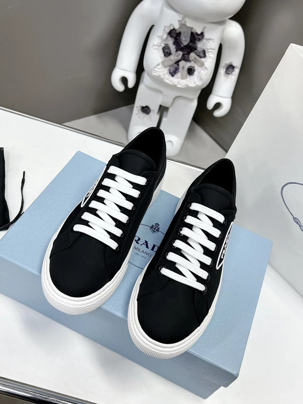Prada Macro Re-Nylon And Brushed Sneakers Blue in PRD Prada Macro Re-Nylon And Brushed Sneakers Blue in PRD