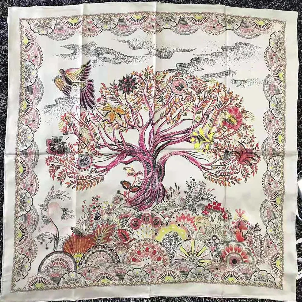 Dior Tree of Life Square Scarf Beige Silk Twill for Women Dior Tree of Life Square Scarf Beige Silk Twill for Women
