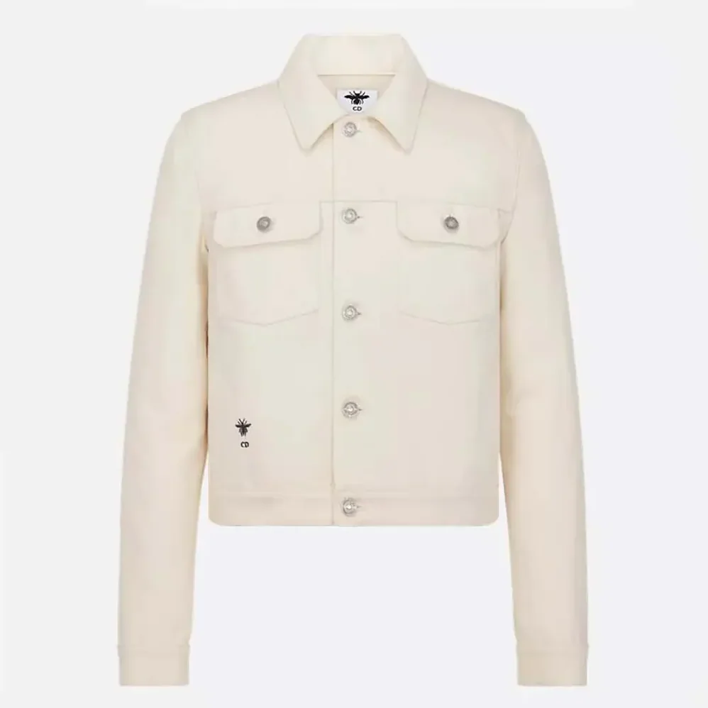 Dior Dioramour Jacket White Cotton Denim with Multicolor Cœur des Curiosités Motif for Men