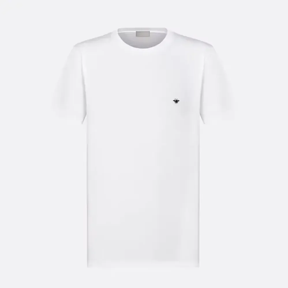 Dior T-Shirt with Bee Embroidery White Cotton Jersey for Men
