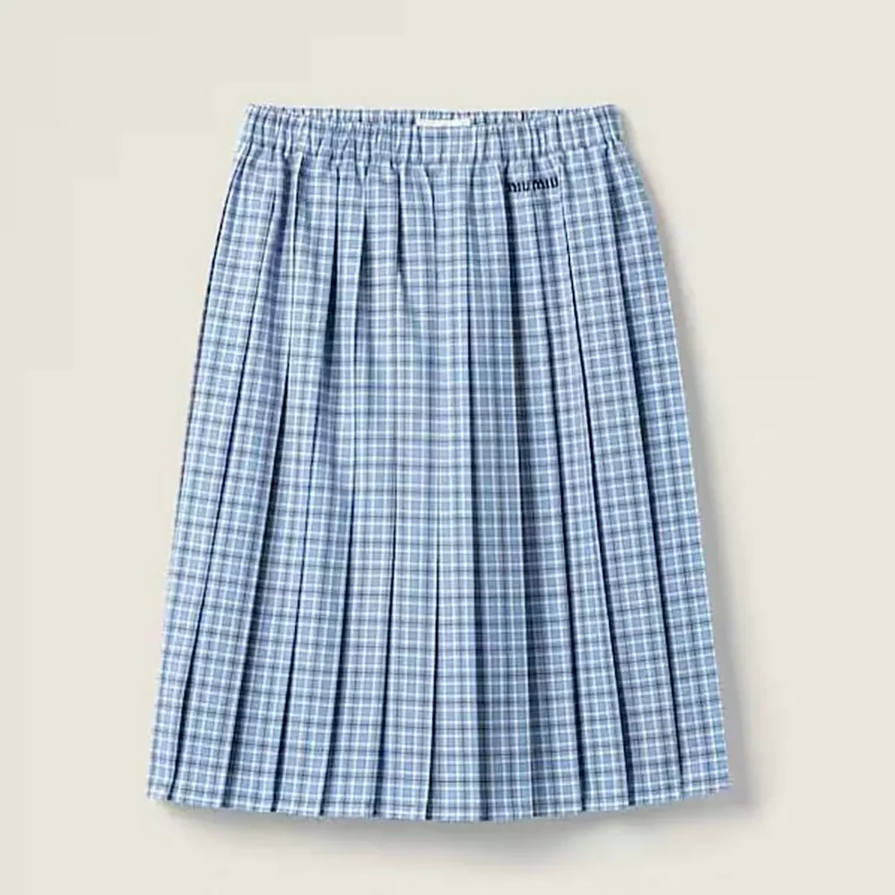 Miu Miu Pleated Check Skirt for Women