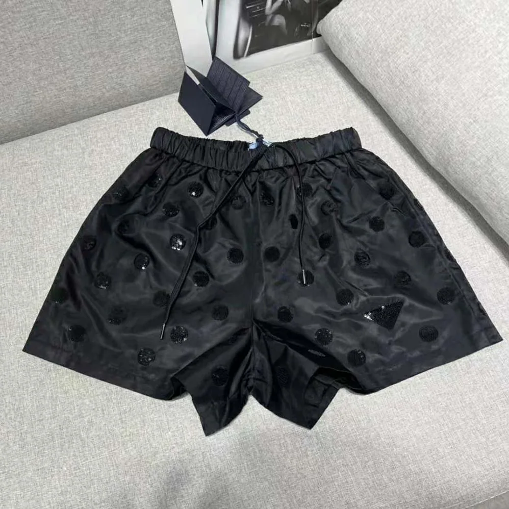Prada Re-Nylon Sequin Shorts for Women in Black