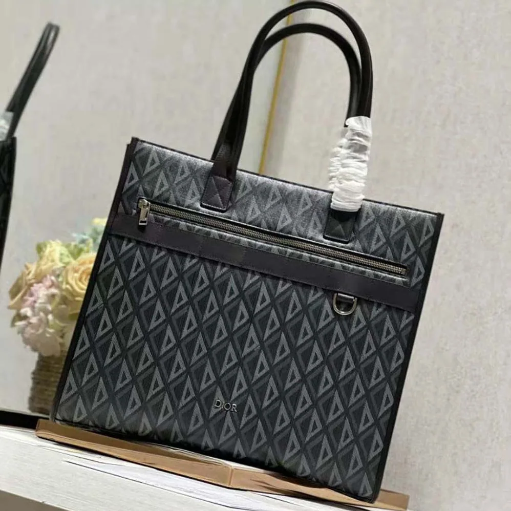 Dior Safari Tote Bag Black CD Diamond Canvas for Men Dior Safari Tote Bag Black CD Diamond Canvas for Men