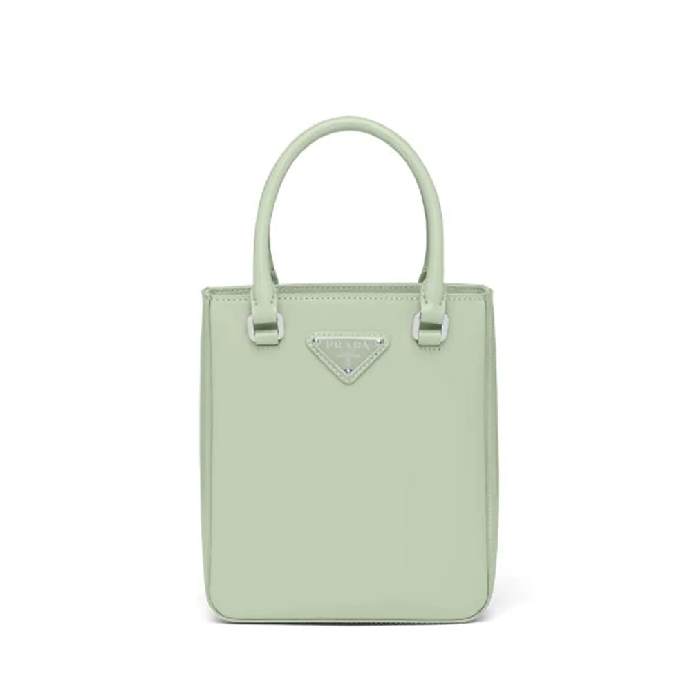 Prada Small Brushed Leather Tote for Women in Aqua Prada Small Brushed Leather Tote for Women in Aqua