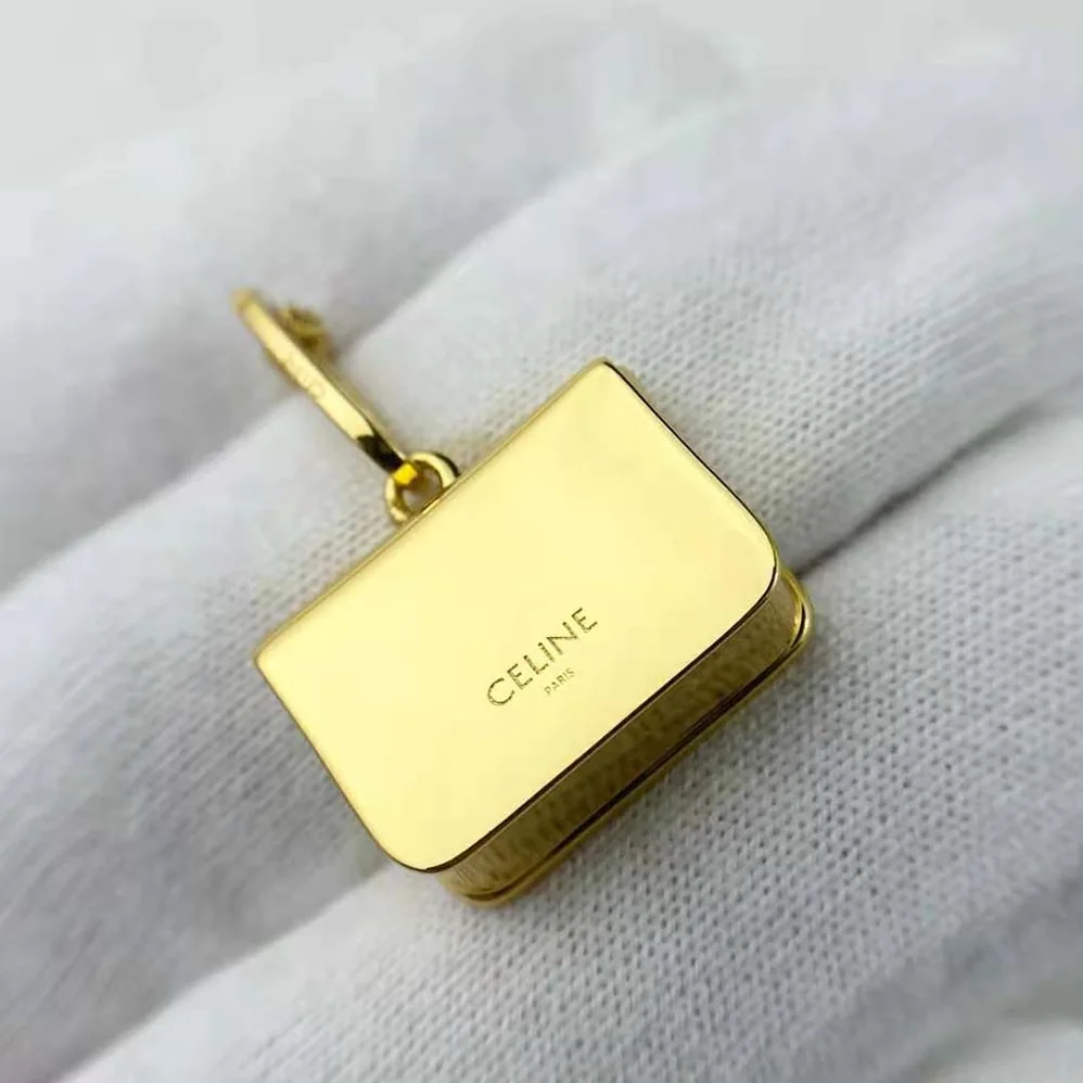 Celine Separables Triomphe Bag Pendant in Brass with Gold Finish for Women