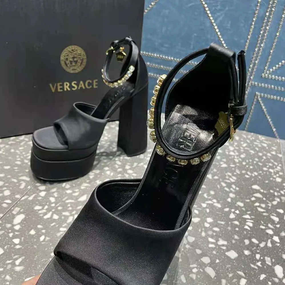 Versace Medusa Aevitas Platform Sandals for Women in Black