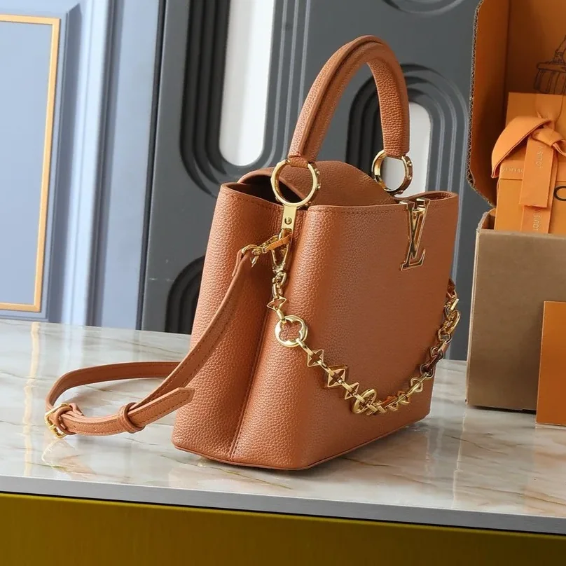 Louis Vuitton Capucines BB Top Handle Bag in Tan Gold Hardware Louis Vuitton Capucines BB Top Handle Bag in Tan Gold Hardware