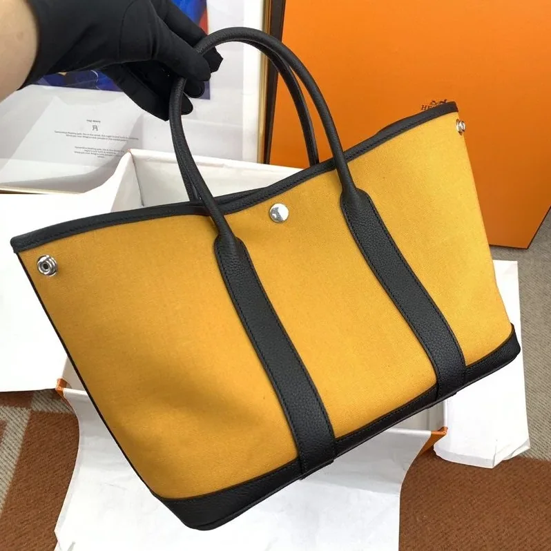 Hermes Garden Party 36 Canvas Tote Bag Yellow in Black Hermes Garden Party 36 Canvas Tote Bag Yellow in Black