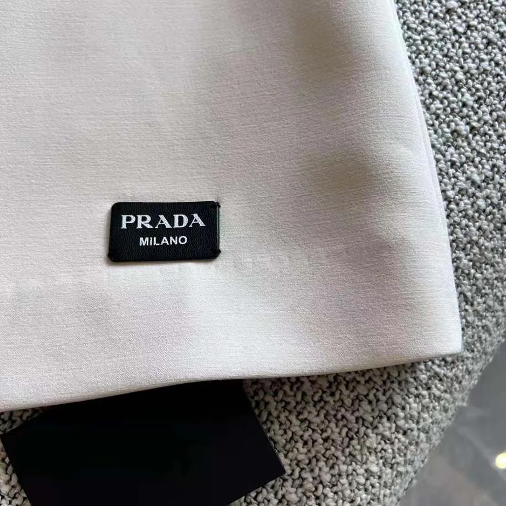 Prada Natté Minidress With Leather Logo Label for Women in White