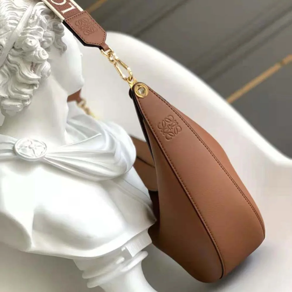 Loewe Luna Bag in Satin Calfskin and Jacquard for Women in Brown