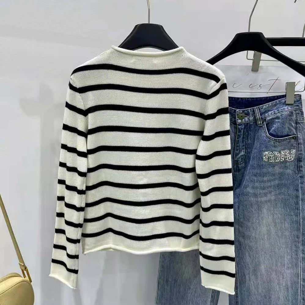 Dior Marinière Non Je Ne Regrette Rien Sweater Ecru and Navy Blue Cashmere Knit for Women