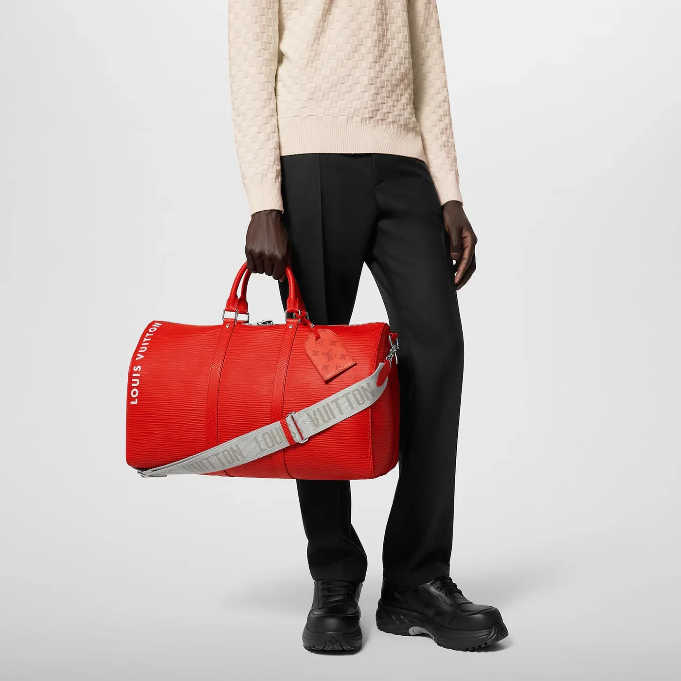 Louis Vuitton Keepall Bandouliere 50 Travel Bag in Red Palladium Hardware Louis Vuitton Keepall Bandouliere 50 Travel Bag in Red Palladium Hardware