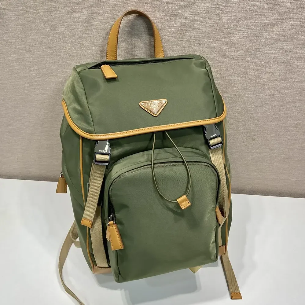 Prada Re-Nylon and Leather Backpack for Men in Dark Green Prada Re-Nylon and Leather Backpack for Men in Dark Green