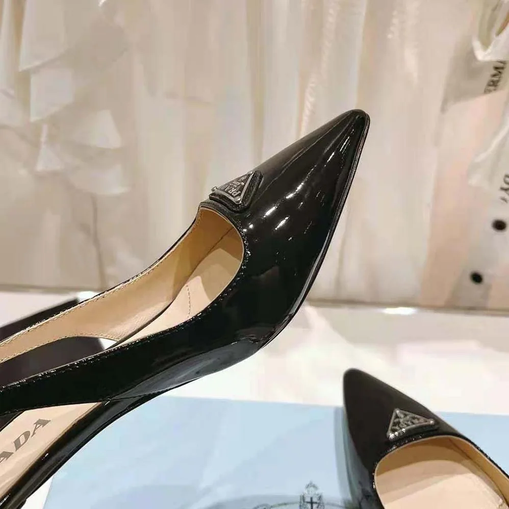 Prada Patent-Leather Slingback Pumps for Women in Black Prada Patent-Leather Slingback Pumps for Women in Black