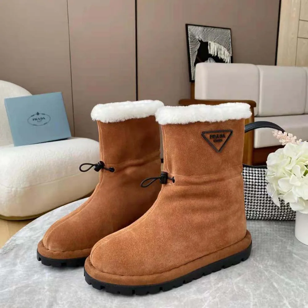 Prada Classic Snow Boot Shearling Booties for Women Prada Classic Snow Boot Shearling Booties for Women
