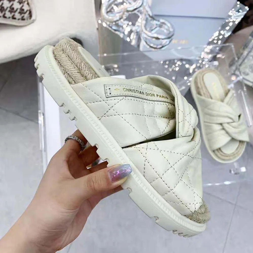 Dior Dtwist Slide White Cannage Lambskin for Women Dior Dtwist Slide White Cannage Lambskin for Women
