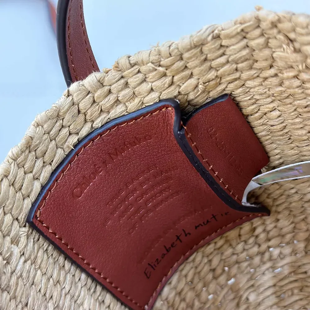 Chloe Mini Horse Medal Basket Bag in Natural Fibers for Women in Brown Chloe Mini Horse Medal Basket Bag in Natural Fibers for Women in Brown