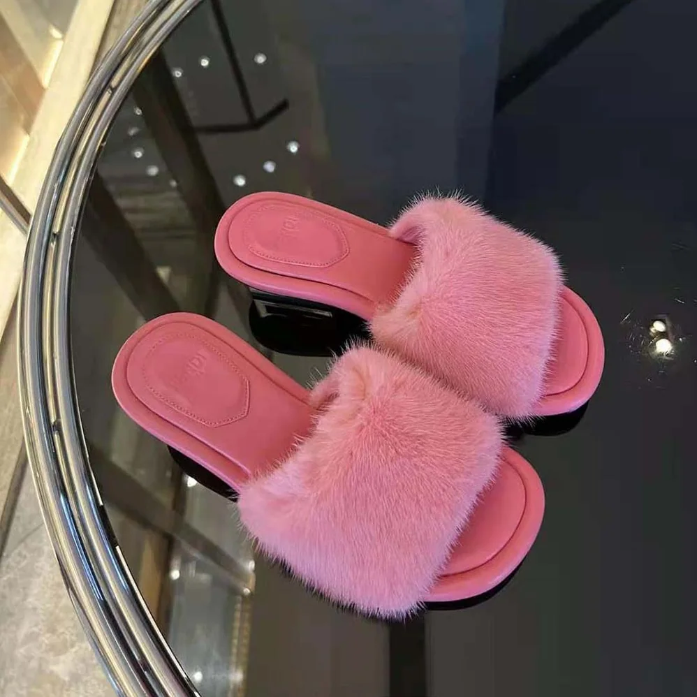 Fendi Baguette Pink Mink Slides for Women Fendi Baguette Pink Mink Slides for Women
