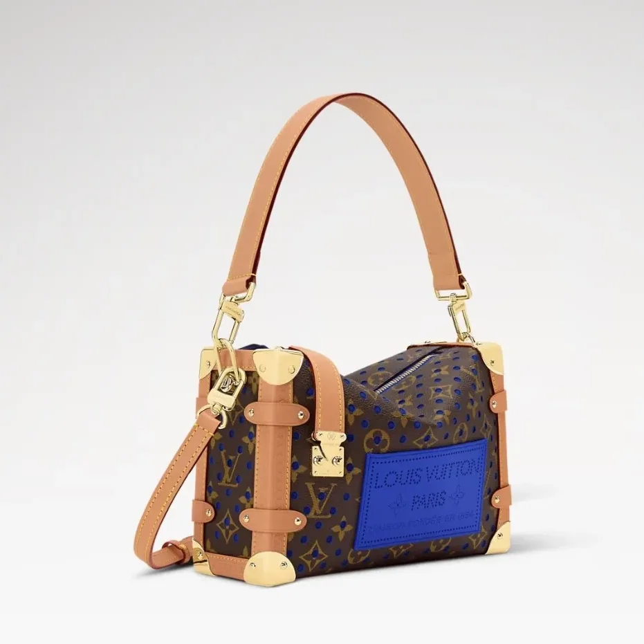 Louis Vuitton Side Trunk MM Shoulder Bag / Neon Wave Blue Gold Hardware